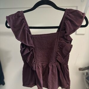 Elegant Plum Ruffle Top
